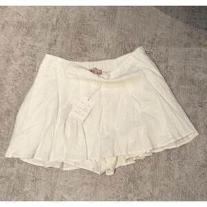 NWT Show me your Mumu White Linen Blend Skort Elastic Waistband side zip XL